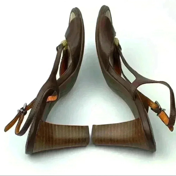 Rockport heels Apw1252E size 8.5 brown leather Nautical slingbacks - Picture 6 of 12